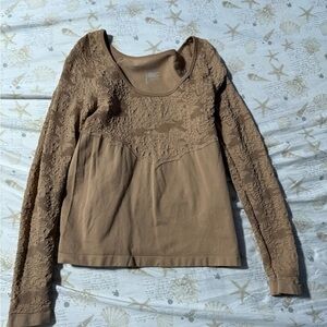 Bagatelle Tan Lace Blouse